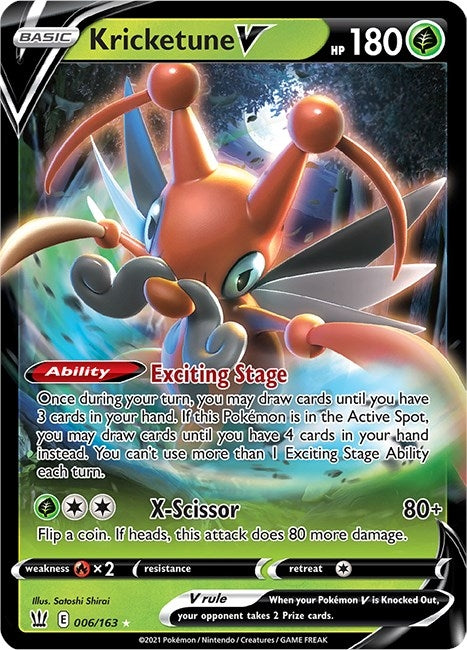 Image for Kricketune V (006/163) (Holofoil) [SWSH05: Battle Styles] - Pokemon