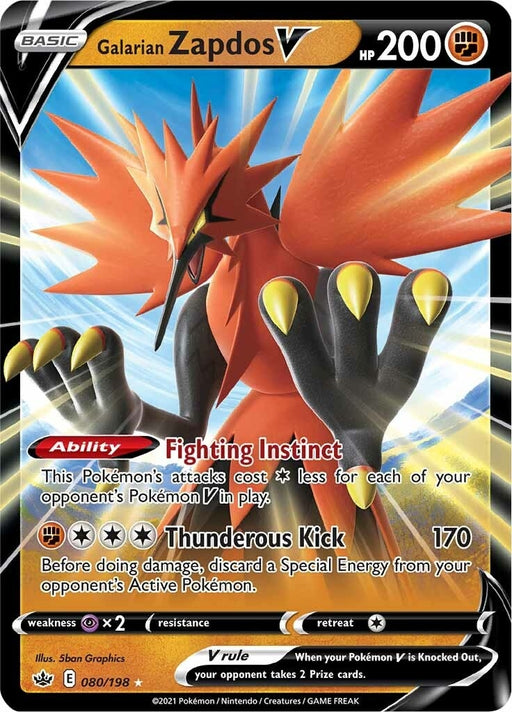 Image for Galarian Zapdos V (080/198) (Holofoil) [SWSH06: Chilling Reign] - Pokemon