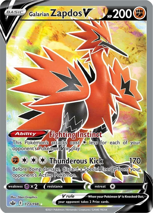 Image for Galarian Zapdos V (Full Art) (173/198) (Holofoil) [SWSH06: Chilling Reign] - Pokemon