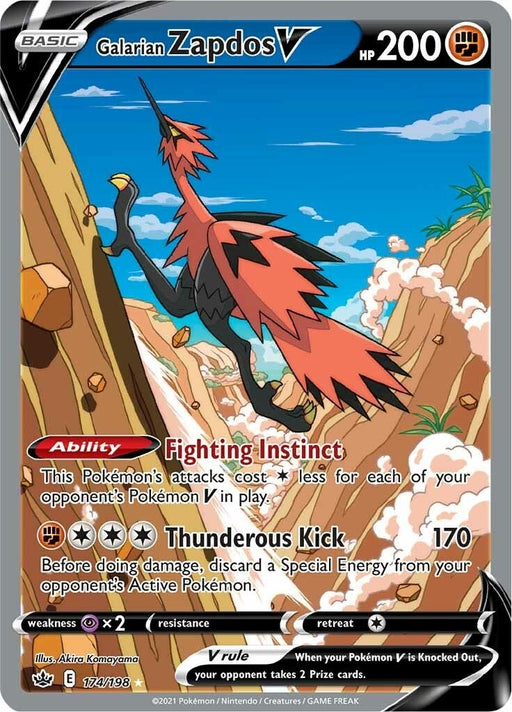 Image for Galarian Zapdos V (Alternate Full Art) (174/198) (Holofoil) [SWSH06: Chilling Reign] - Pokemon