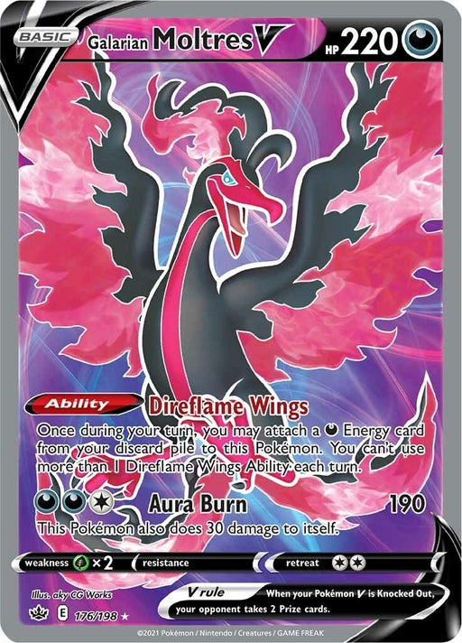 Image for Galarian Moltres V (Full Art) (176/198) (Holofoil) [SWSH06: Chilling Reign] - Pokemon