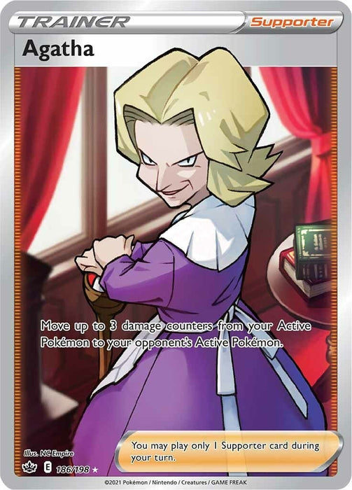 Image for Agatha (Full Art) (186/198) (Holofoil) [SWSH06: Chilling Reign] - Pokemon