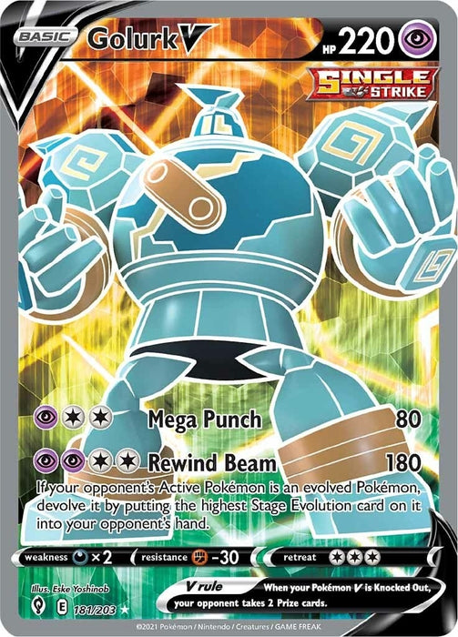 Image for Golurk V (Full Art) (181/203) (Holofoil) [SWSH07: Evolving Skies] - Pokemon