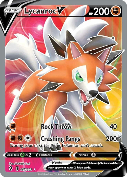 Image for Lycanroc V (Full Art) (187/203) (Holofoil) [SWSH07: Evolving Skies] - Pokemon