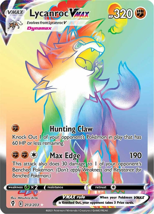 Image for Lycanroc VMAX (Secret) (213/203) (Holofoil) [SWSH07: Evolving Skies] - Pokemon