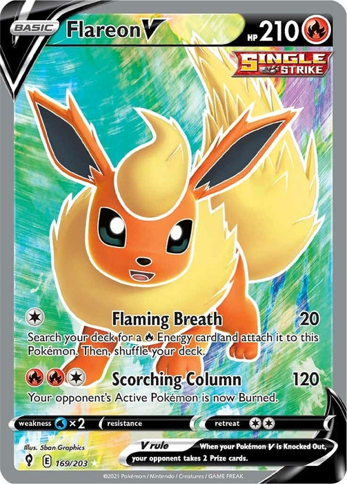 Image for Flareon V (Full Art) (169/203) (Holofoil) [SWSH07: Evolving Skies] - Pokemon