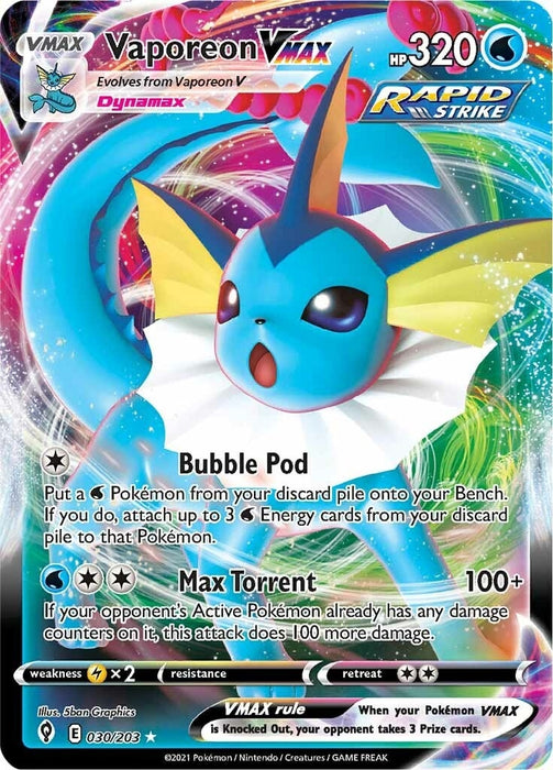 Image for Vaporeon VMAX (030/203) (Holofoil) [SWSH07: Evolving Skies] - Pokemon