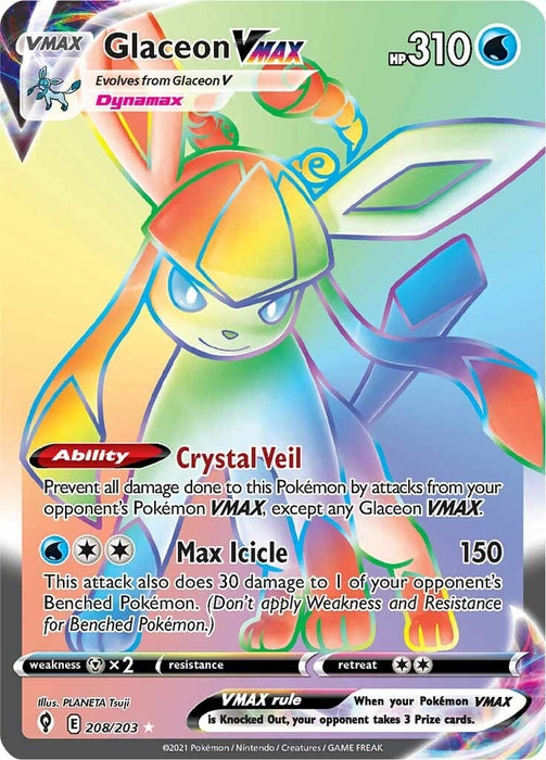 Image for Glaceon VMAX (Secret) (208/203) (Holofoil) [SWSH07: Evolving Skies] - Pokemon