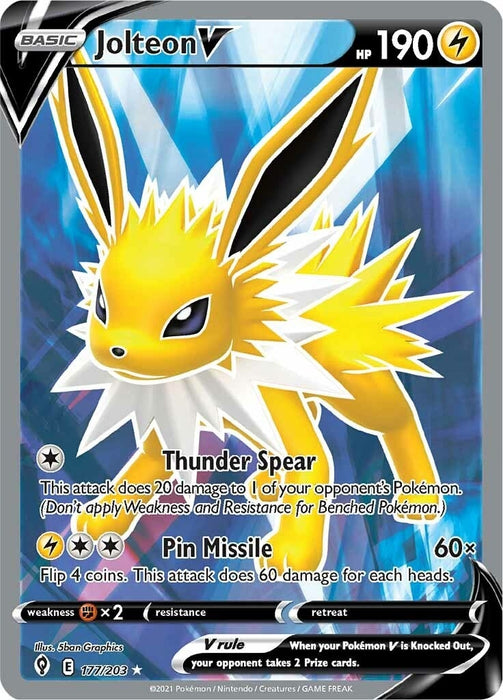 Image for Jolteon V (Full Art) (177/203) (Holofoil) [SWSH07: Evolving Skies] - Pokemon