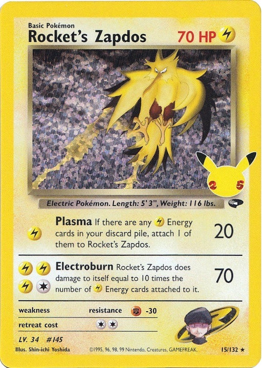 Image for Rocket's Zapdos (15/132) (Holofoil) [Celebrations: Classic Collection] - Pokemon