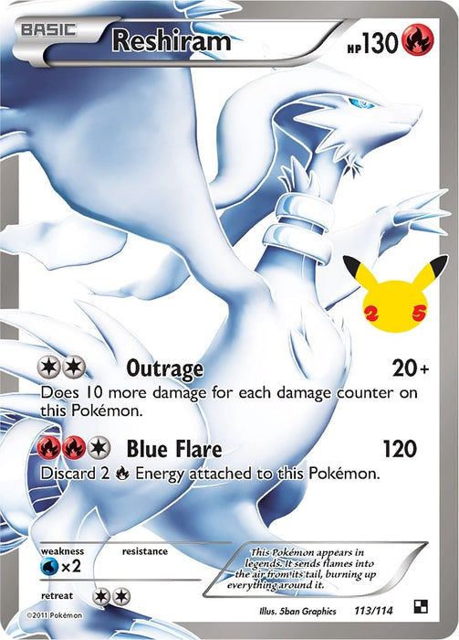 Image for Reshiram (113/114) (Holofoil) [Celebrations: Classic Collection] - Pokemon