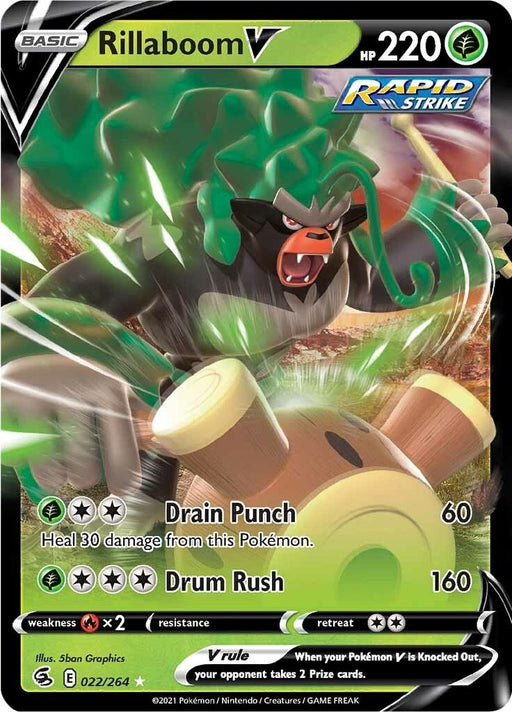 Image for Rillaboom V (022/264) (Holofoil) [SWSH08: Fusion Strike] - Pokemon