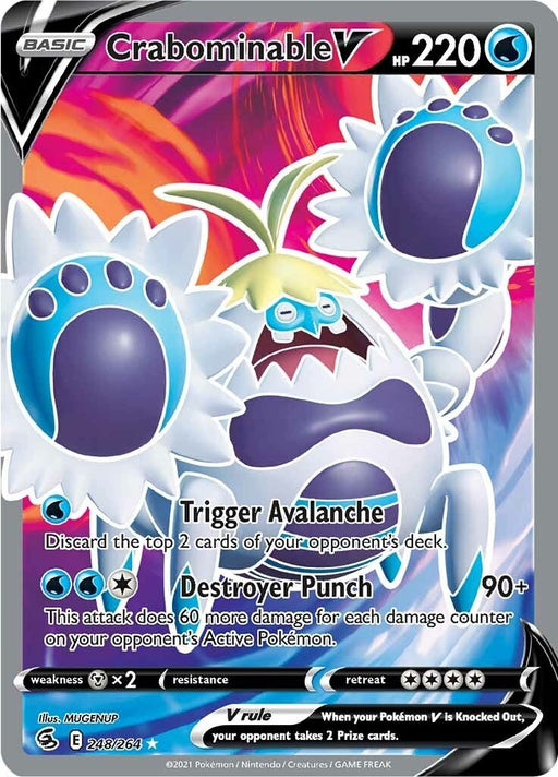 Image for Crabominable V (Full Art) (248/264) (Holofoil) [SWSH08: Fusion Strike] - Pokemon