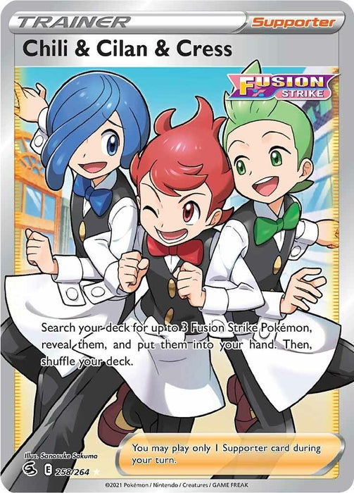 Image for Chili & Cilan & Cress (Full Art) (258/264) (Holofoil) [SWSH08: Fusion Strike] - Pokemon