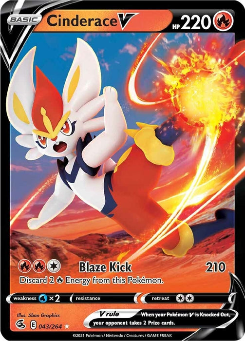 Image for Cinderace V (43) (043/264) (Holofoil) [SWSH08: Fusion Strike] - Pokemon