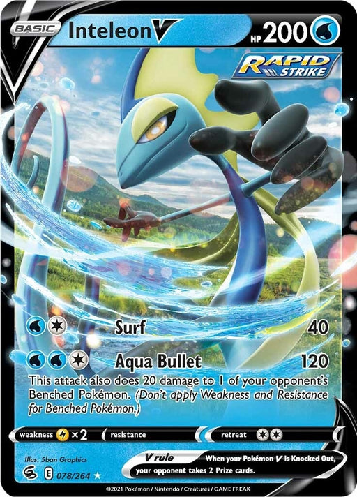 Image for Inteleon V (078/264) (Holofoil) [SWSH08: Fusion Strike] - Pokemon