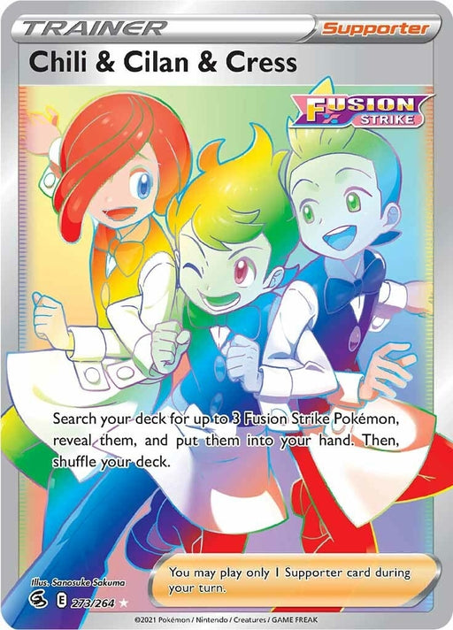 Image for Chili & Cilan & Cress (Secret) (273/264) (Holofoil) [SWSH08: Fusion Strike] - Pokemon