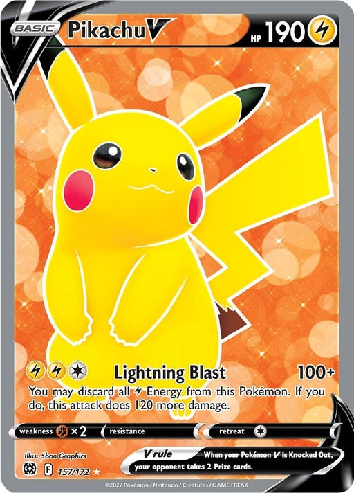 Image for Pikachu V (Full Art) (157/172) (Holofoil) [SWSH09: Brilliant Stars] - Pokemon