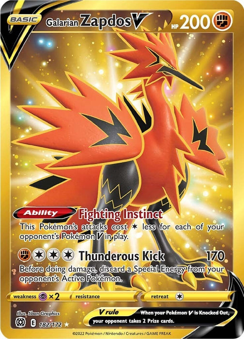Image for Galarian Zapdos V (Secret) (182/172) (Holofoil) [SWSH09: Brilliant Stars] - Pokemon