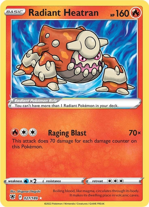 Image for Radiant Heatran (027/189) (Holofoil) [SWSH10: Astral Radiance] - Pokemon