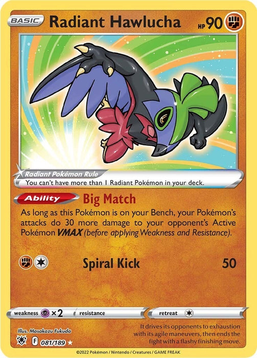 Image for Radiant Hawlucha (081/189) (Holofoil) [SWSH10: Astral Radiance] - Pokemon