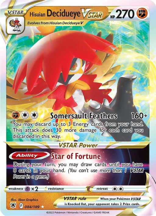 Image for Hisuian Decidueye VSTAR (084/189) (Holofoil) [SWSH10: Astral Radiance] - Pokemon