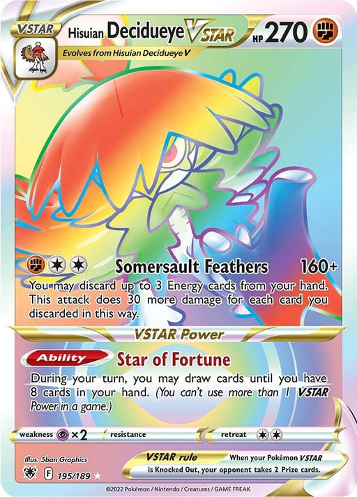 Image for Hisuian Decidueye VSTAR (Secret) (195/189) (Holofoil) [SWSH10: Astral Radiance] - Pokemon