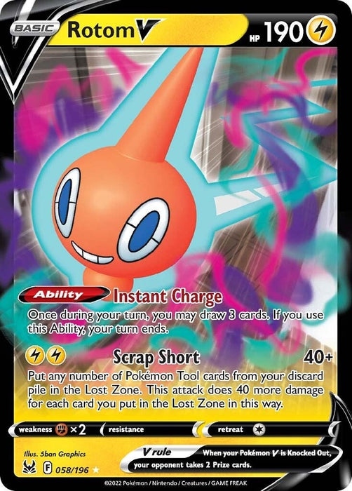 Image for Rotom V (058/196) (Holofoil) [SWSH11: Lost Origin] - Pokemon