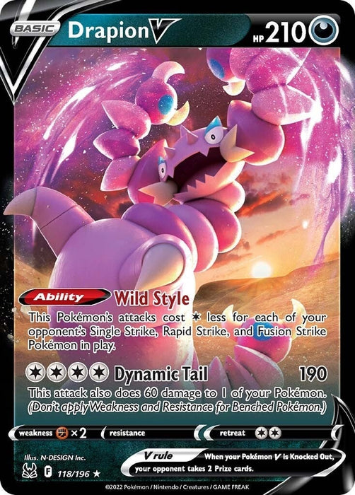 Image for Drapion V (118/196) (Holofoil) [SWSH11: Lost Origin] - Pokemon