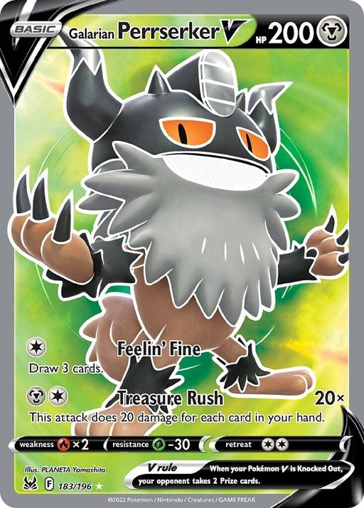 Image for Galarian Perrserker V (Full Art) (183/196) (Holofoil) [SWSH11: Lost Origin] - Pokemon
