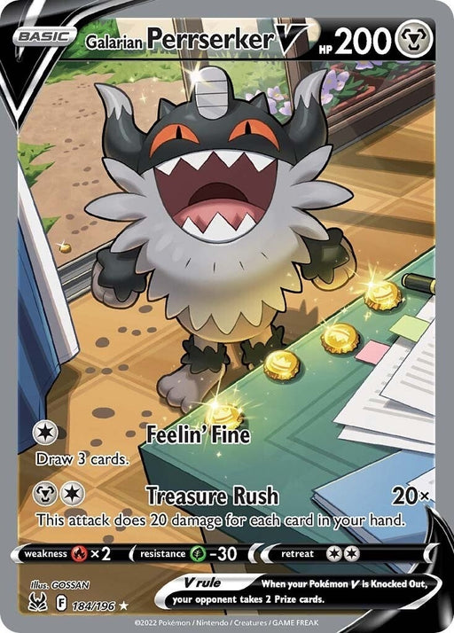 Image for Galarian Perrserker V (Alternate Full Art) (184/196) (Holofoil) [SWSH11: Lost Origin] - Pokemon