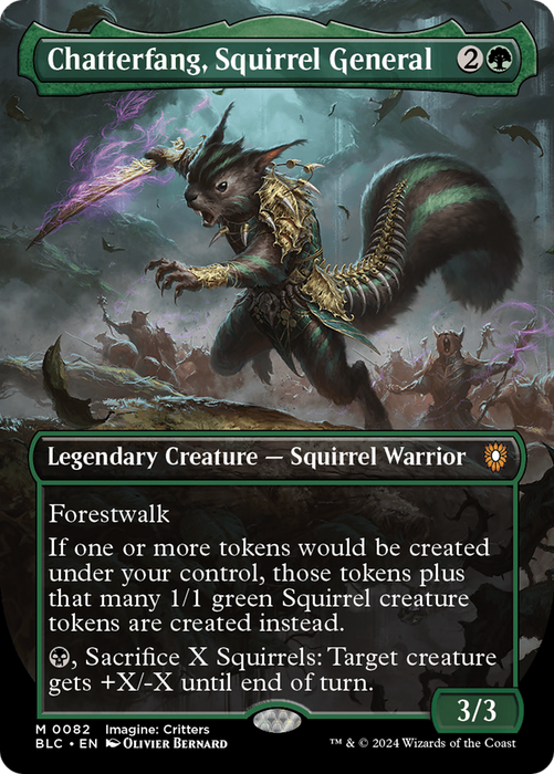 Chatterfang, Squirrel General (Borderless) [BLC-082] Foil - Bloomburrow Commander