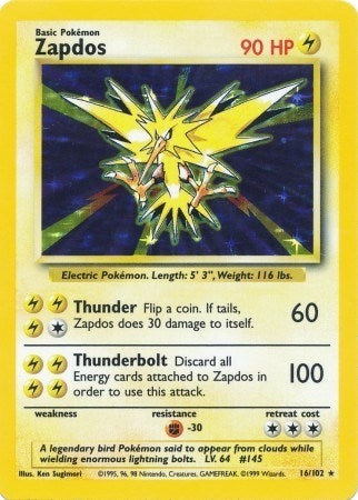 Image for Zapdos (016/102) (Holofoil) [Base Set] - Pokemon