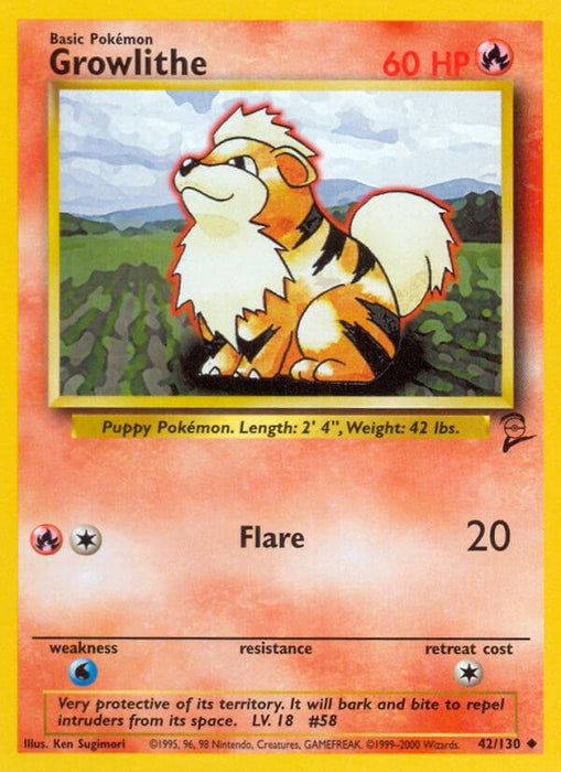 Image for Growlithe (042/130) [Base Set 2] - Pokemon
