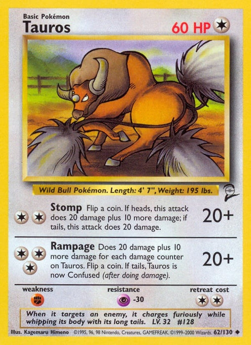 Image for Tauros (062/130) [Base Set 2] - Pokemon