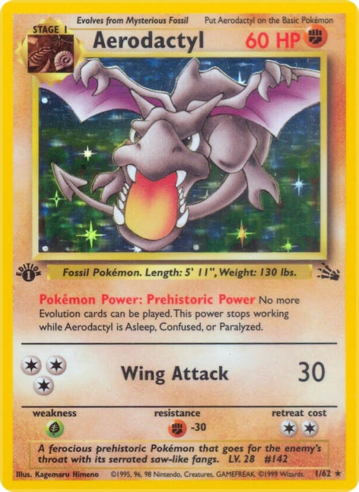 Image for Aerodactyl (1) (01/62) (1st Edition Holofoil) [Fossil] - Pokemon