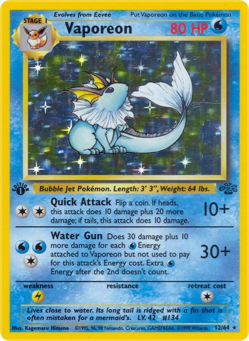 Image for Vaporeon (12) (12/64) (Unlimited Holofoil) [Jungle] - Pokemon