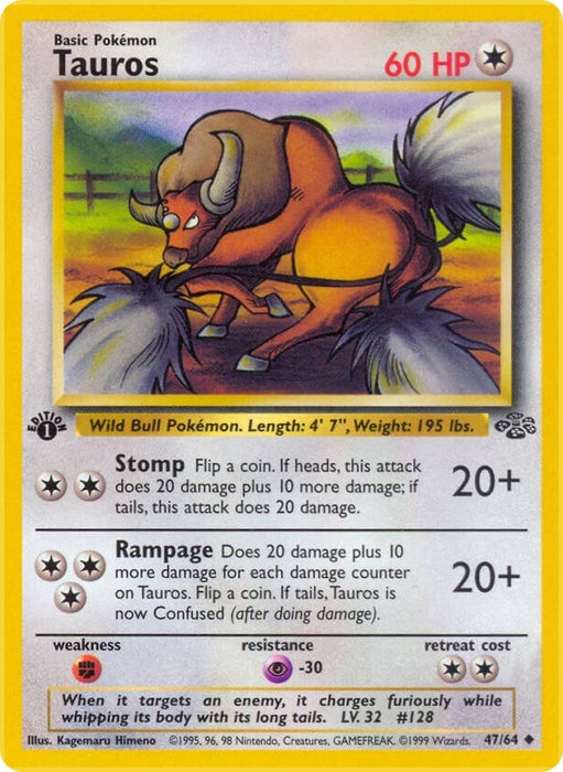 Image for Tauros (47/64) (1st Edition) [Jungle] - Pokemon