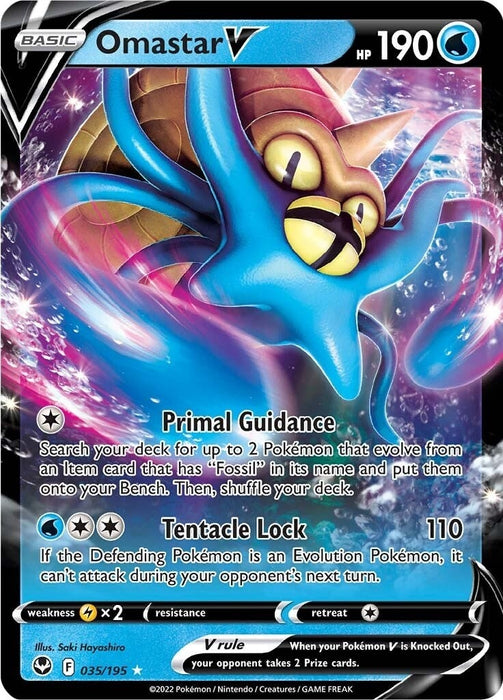 Image for Omastar V (035/195) (Holofoil) [SWSH12: Silver Tempest] - Pokemon