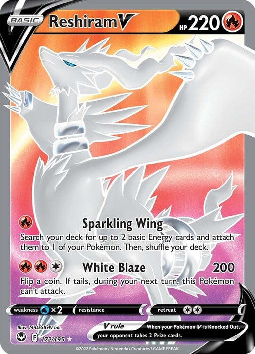 Image for Reshiram V (Full Art) (172/195) (Holofoil) [SWSH12: Silver Tempest] - Pokemon