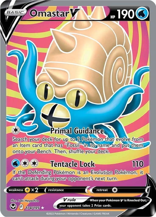 Image for Omastar V (Full Art) (174/195) (Holofoil) [SWSH12: Silver Tempest] - Pokemon