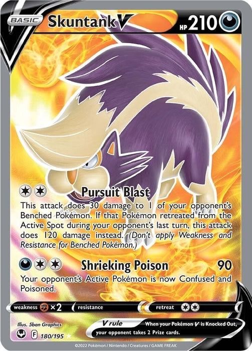 Image for Skuntank V (Full Art) (180/195) (Holofoil) [SWSH12: Silver Tempest] - Pokemon