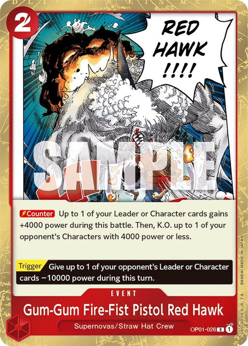 Gum-Gum Fire-Fist Pistol Red Hawk (OP01-026) (Foil) [Romance Dawn]