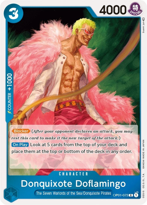 Image for Donquixote Doflamingo (073) (OP01-073) (Foil) [Romance Dawn] - One Piece Card Game