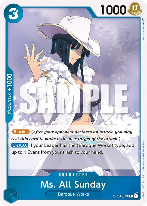 Image for Ms. All Sunday (OP01-079) (Foil) [Romance Dawn] - One Piece Card Game