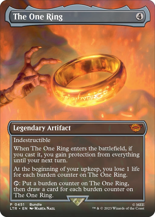 Image for The One Ring (Borderless) (LTR Bundle) (451) (Foil) [Unique and Miscellaneous Promos] - Magic: The Gathering