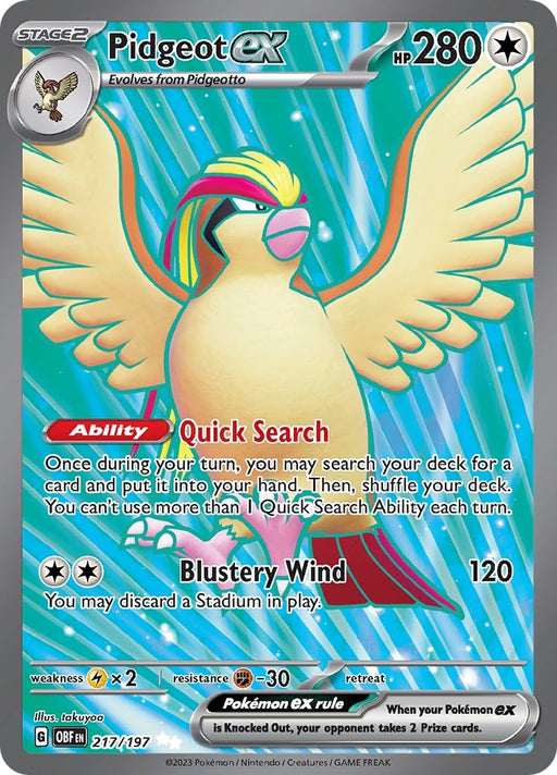 Image for Pidgeot ex (217/197) (Holofoil) [SV03: Obsidian Flames] - Pokemon