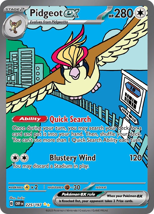 Image for Pidgeot ex (225/197) (Holofoil) [SV03: Obsidian Flames] - Pokemon