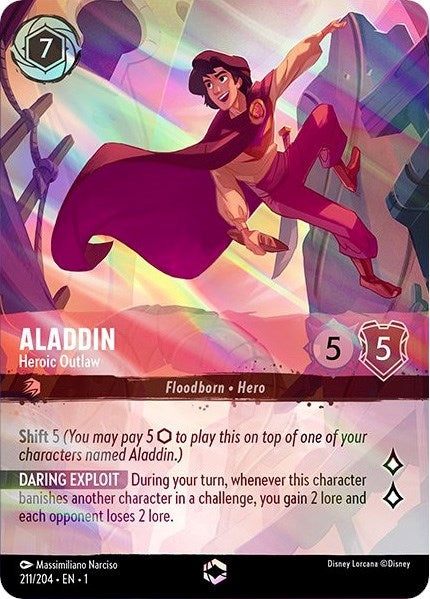 Image for Aladdin - Heroic Outlaw (Enchanted) (211/204) (Holofoil) [The First Chapter] - Disney Lorcana