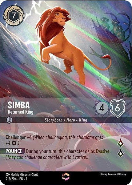 Image for Simba - Returned King (Enchanted) (215/204) (Holofoil) [The First Chapter] - Disney Lorcana